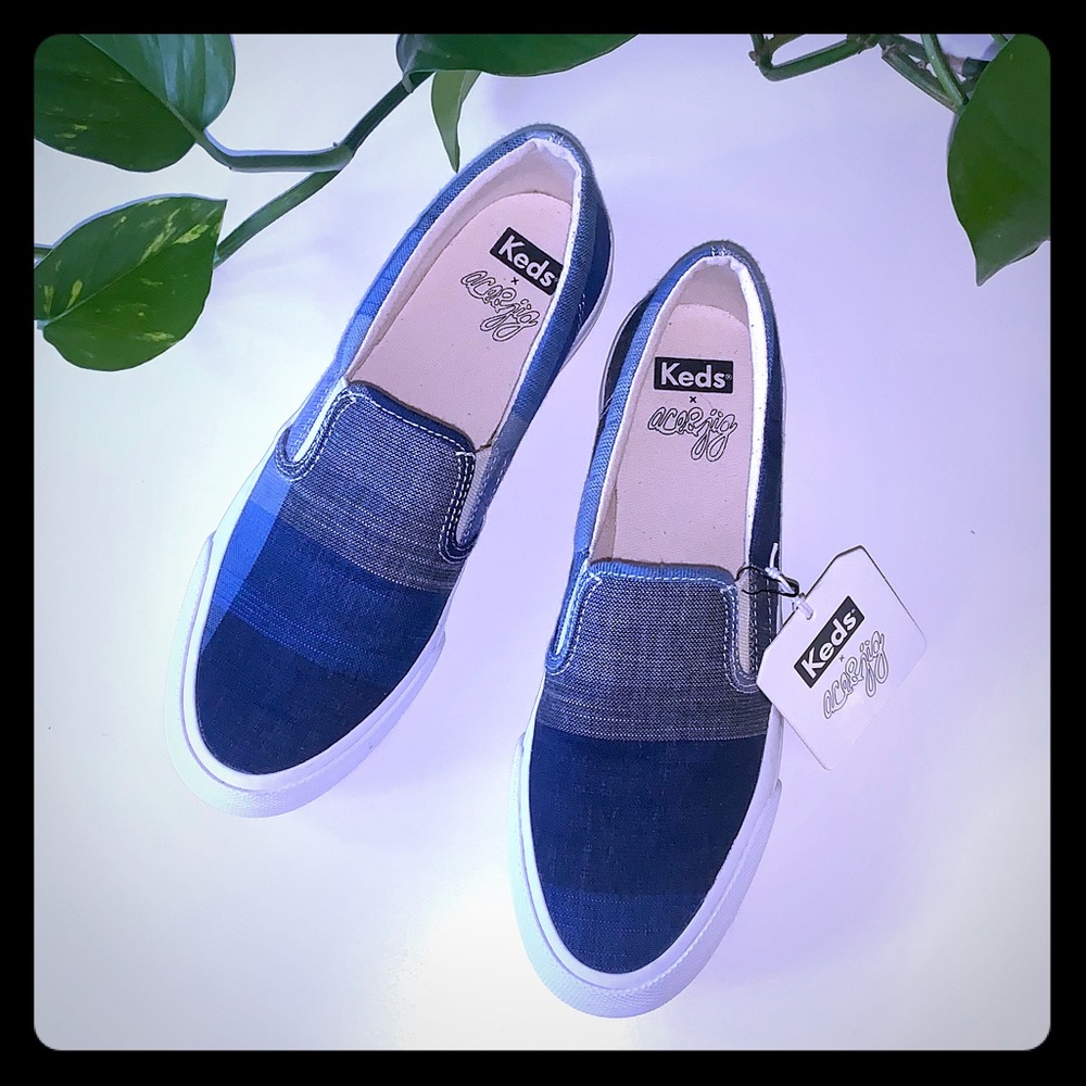 nwt keds x ace&jig anchor slip on, marine, sz 6.5